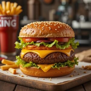 burger king donut burger with French fries