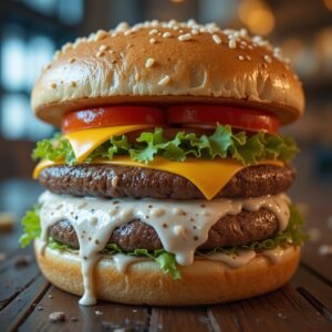 burger king donut burger with white sauce